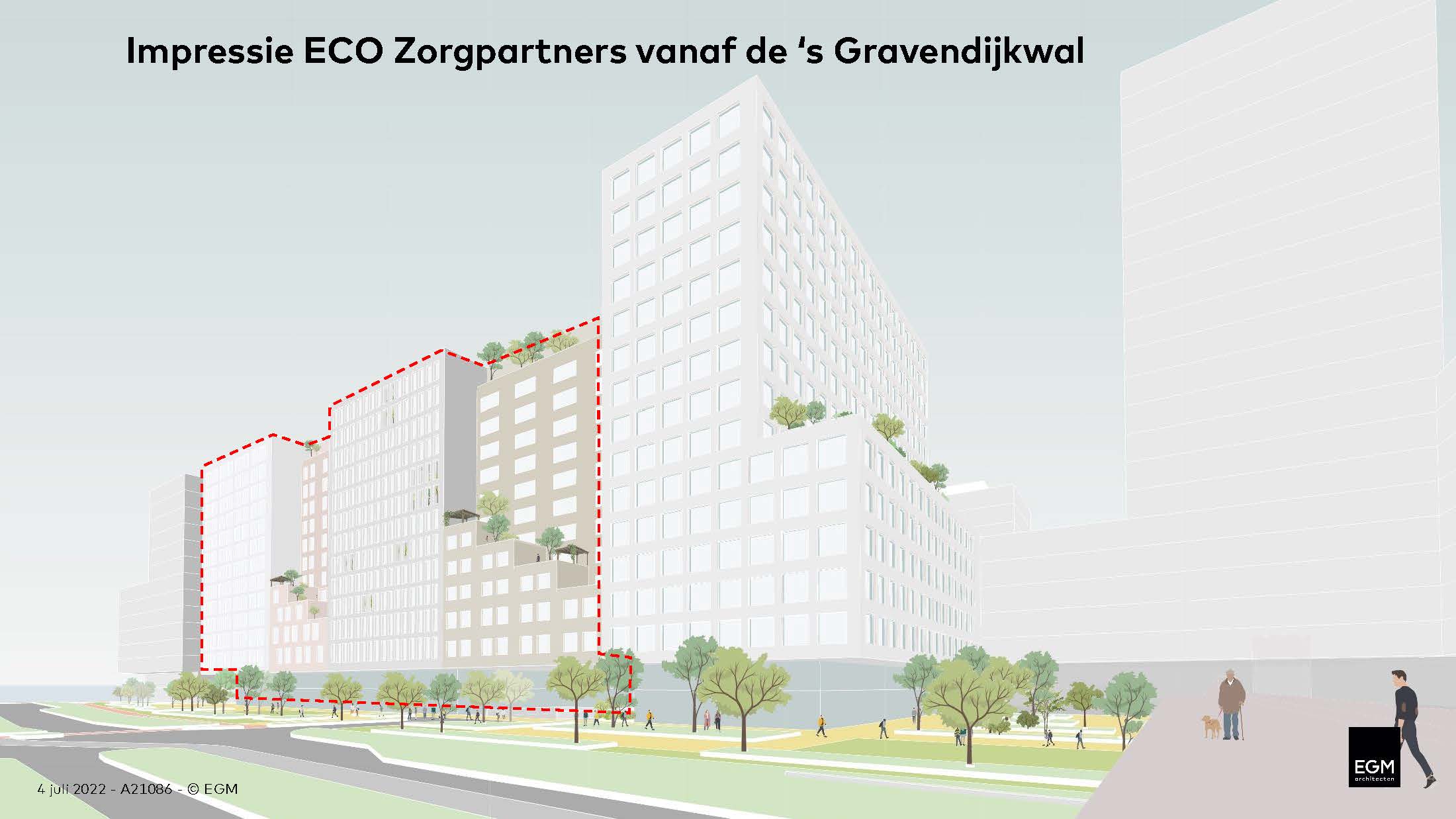 Impressie Zorgpartners vanaf s gravendijkwal Bron EGM Architecten