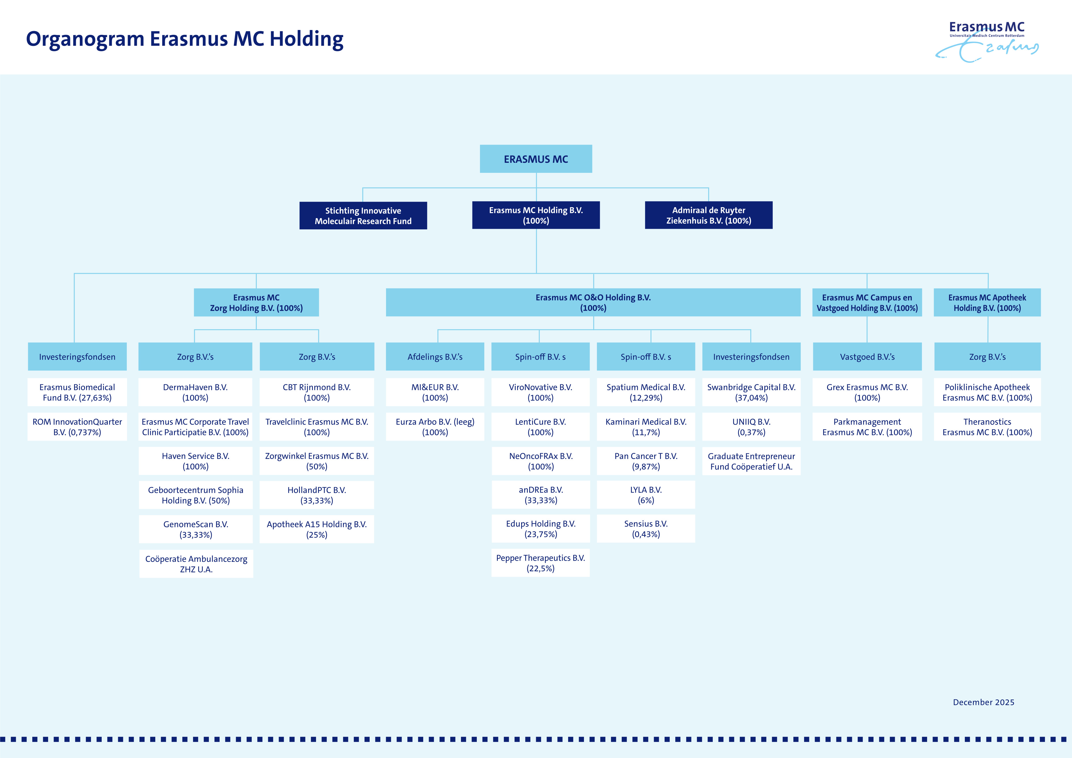 Organogram Erasmus MC Holding gedetailleerd