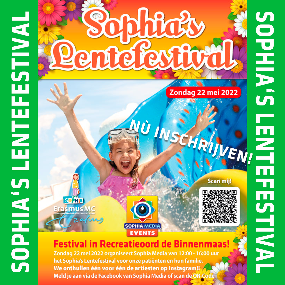 Meisje in zwembad op poster Lentefestival