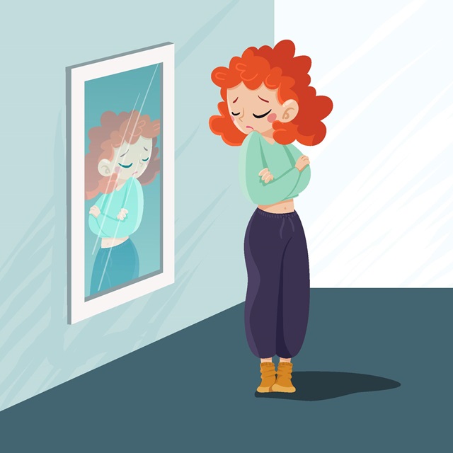 Vrouw spiegel eetstoornis