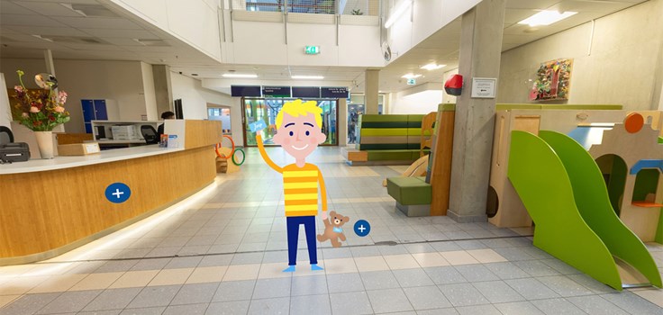 Animatie Joep in de centrale hal van Erasmus MC-Sophia Animatie Joep in de centrale hal van Erasmus MC-Sophia