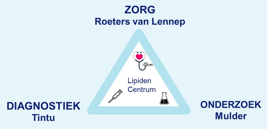 Samenwerkingsdriehoek binnen het LIPIDEC (lipid expert center).
